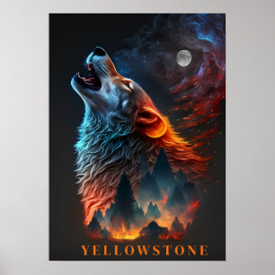 Poster d'art du loup de Yellowstone