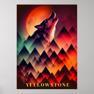 Poster d'art du loup de Yellowstone