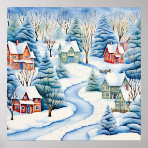 Poster d'art du paysage hivernal neige