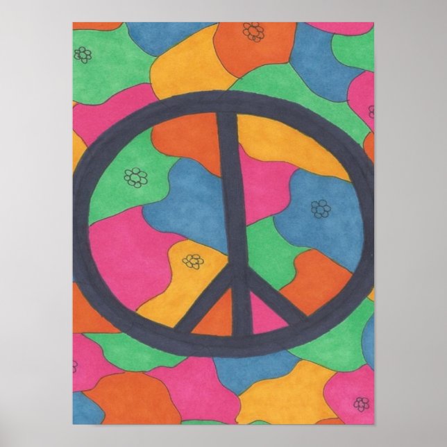 Poster d'art du symbole de la paix rétro (Devant)