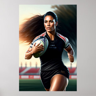 Poster d'art d'une joueuse de rugby