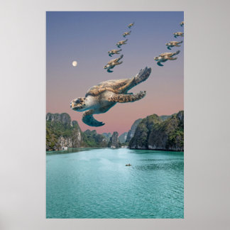 Poster d'art Editable Surreal Flock of Turtles