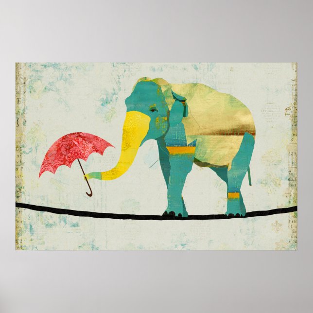 Poster d'Art Eléphant Golden Graceful (Devant)