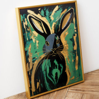 Poster d'art encadré de lapin noir