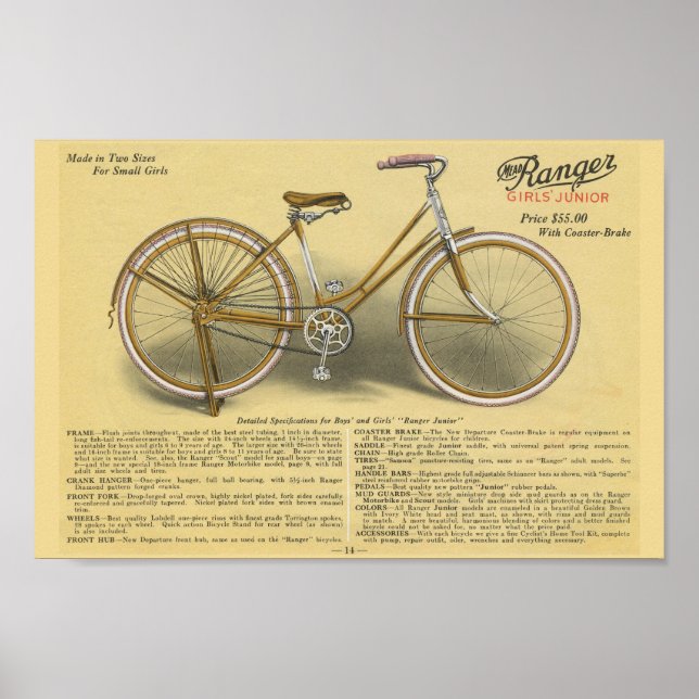 Poster d'art et de bicyclette pour jeunes filles R (Devant)
