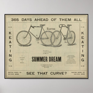 Poster d'art et de vélo Vintage Keating 1896