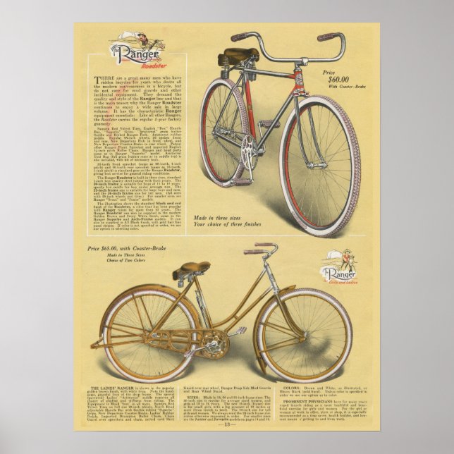 Poster d'art et de vélos de Ranger Vintage 1923 (Devant)