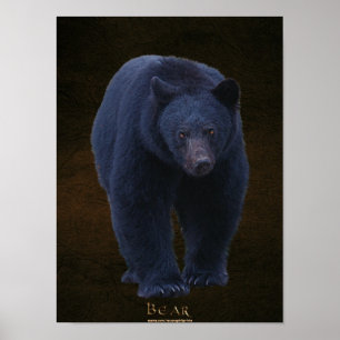 Poster d'art faunique de l'ours noir avec Faux-cui