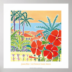 Poster d'art : Fleurs chaudes au coucher du soleil