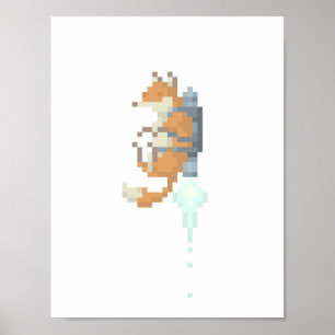 Poster d'art Fox Jetpack Pixel