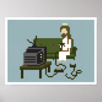 Poster d'art Gamer Jesus Pixel