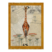 Poster d'art GIRAFFE & INDIGO BIRD