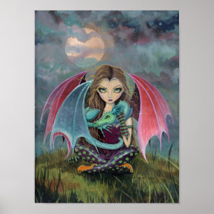Poster d'art gothique Fairy and Dragon Imaginaire
