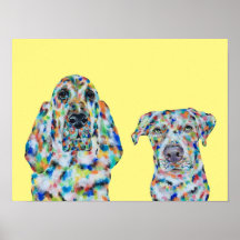 Poster d'art Hound Dog and Labrador