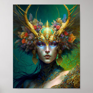 Poster d'art Imaginaire de femme Elf Horned