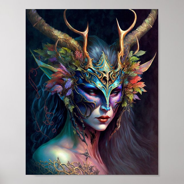 Poster d'art Imaginaire de femme Elf Horned (Devant)