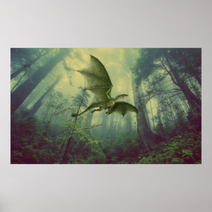 Poster d'art imaginaire de la forêt de Dragon