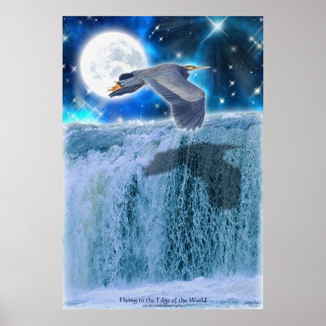 Poster d'art Imaginaire Heron, Moon & Waterfall (Devant)
