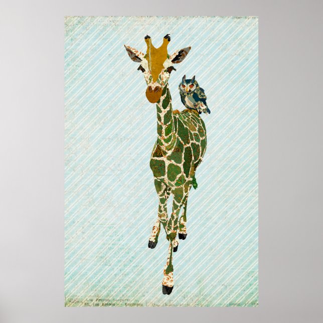Poster d'art Jade Giraffe & Owl (Devant)