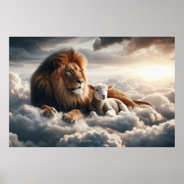 Poster d'art Lion et agneau (Devant)