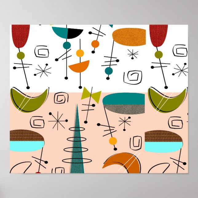 Poster d'art moderne du milieu du siècle Demi-lune (Devant)