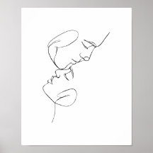 Poster d'art moderne Simple Couple Line