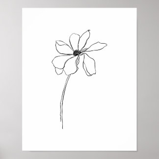 Poster d'Art Moderne Simple Fleurs Line