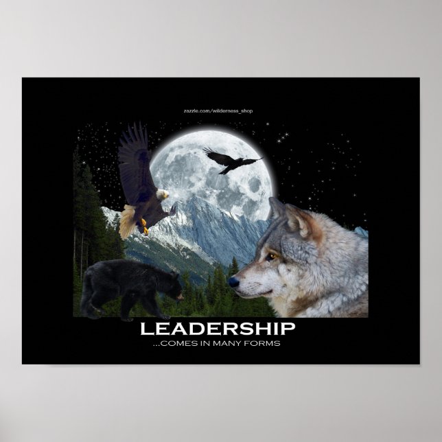 Poster d'art motivationnel du leadership faunique (Devant)