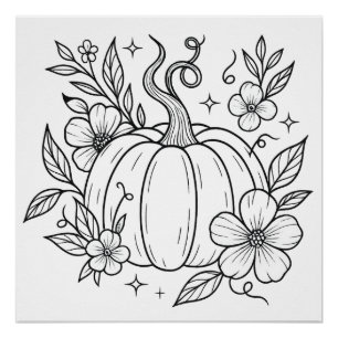 Poster d'art mural citrouille et floral - Harves d