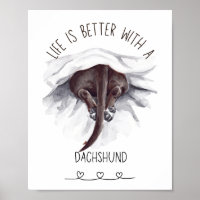 Poster d'art mural Dachshund amusant noir