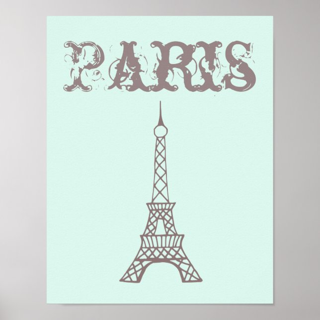Poster d'art mural de la Tour Eiffel vert Mint Imp (Devant)
