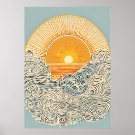 Poster d'art mural d'Illustration du soleil levant