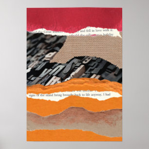 Poster d'art mural en rouge orange brun