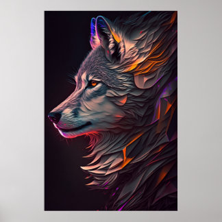 Poster d'art mural loup Abstrait