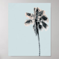 Poster d'Art Mural Peint Palm Rose Sky Retro