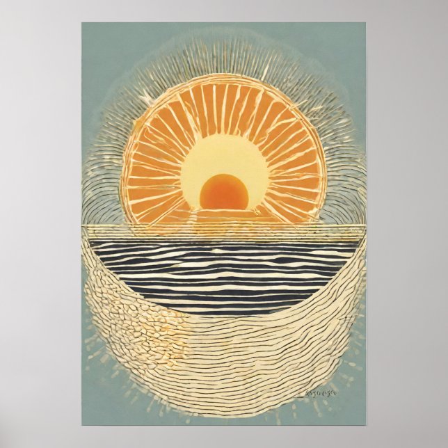Poster d'art mural Serene Sun Illustration (Devant)