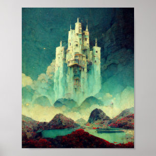 Poster d'art mystérieux Imaginaire de château