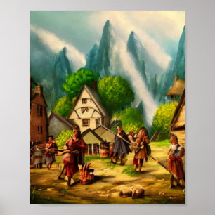 Poster d'Art numérique du village mignon #01
