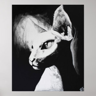 Poster d'art original de Sphynx Cat Feline