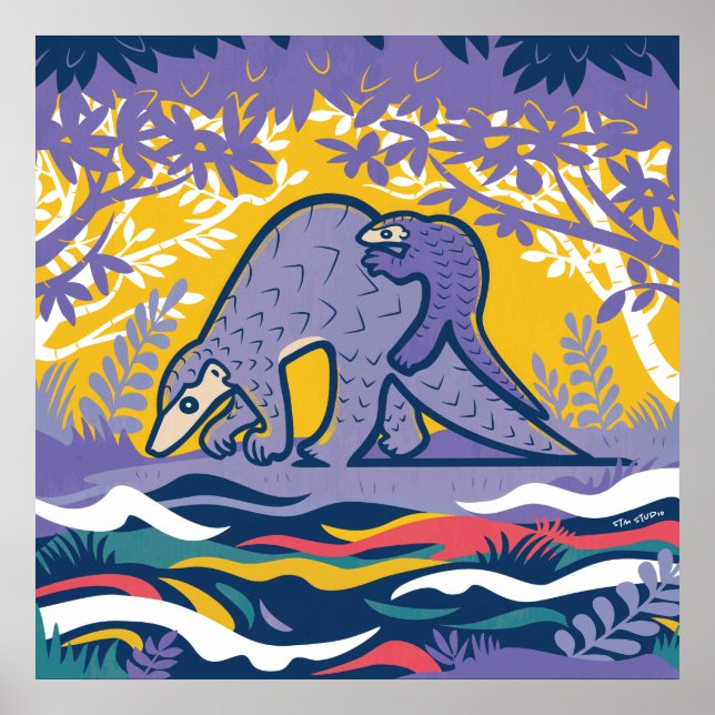 Poster d'art Pangolin (violet) (Devant)