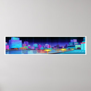 Poster d'art panoramique sur la scène de nuit de l