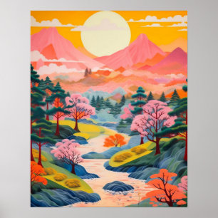 Poster d'art paysager japonais, Art mural japonais