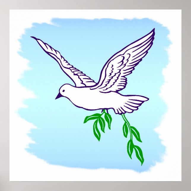 Poster d'art Peace Dove with Olive Branch (Devant)