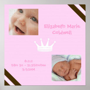 Poster d'art peint de la Reine rose de bébé