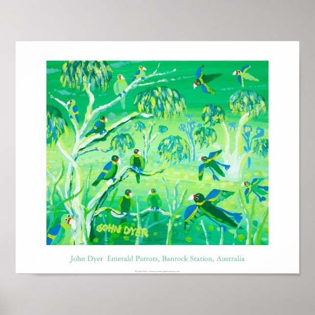 Poster d'art : Perroquets émeraude, Banrock Statio (Devant)
