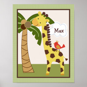 Poster d'art personnalisé Jungle Pals Giraffe