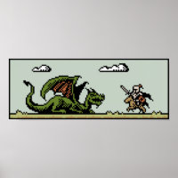 Poster d'art Pixel 8 bits Dragon Slayer