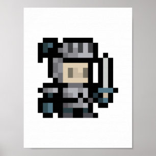 Poster d'art Pixel 8 bits Knight 16x16 Sprite Pixe