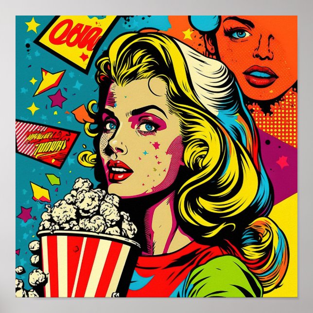 Poster d'Art Pop - All American Girl With PopCorn (Devant)