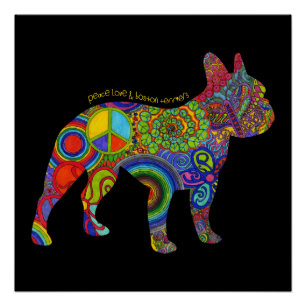 Poster d'art pop "Peace Love & Boston Terriers"